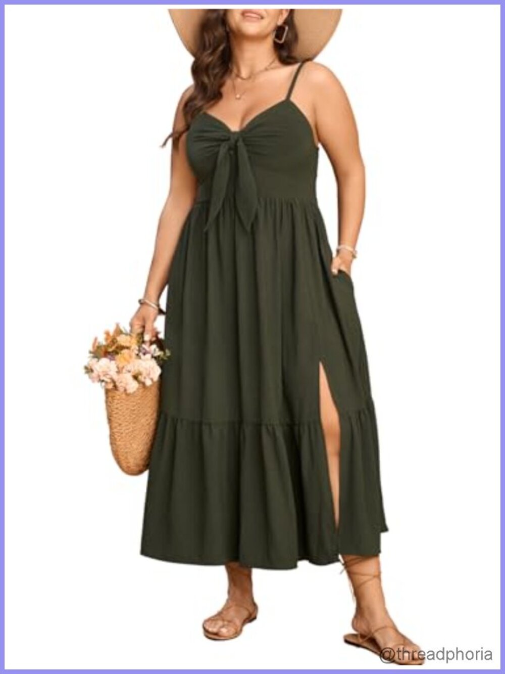 Plus Size Maxi Sundress Smocked Back Spaghetti Straps Pockets
